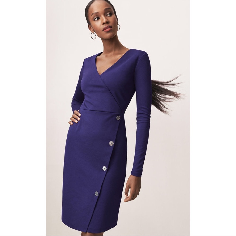 NWT Ann Taylor Factory Button Trim Wrap Dress
